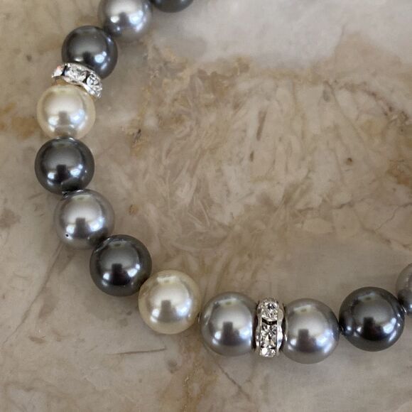 CRYSTALP Carmen Pearl Halskette Austrian Crystal & Faux Pearl Bracelet - Picture 4 of 10